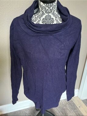 Cyrus Women's Cowl Neck Sweater in Navy Blue Size L